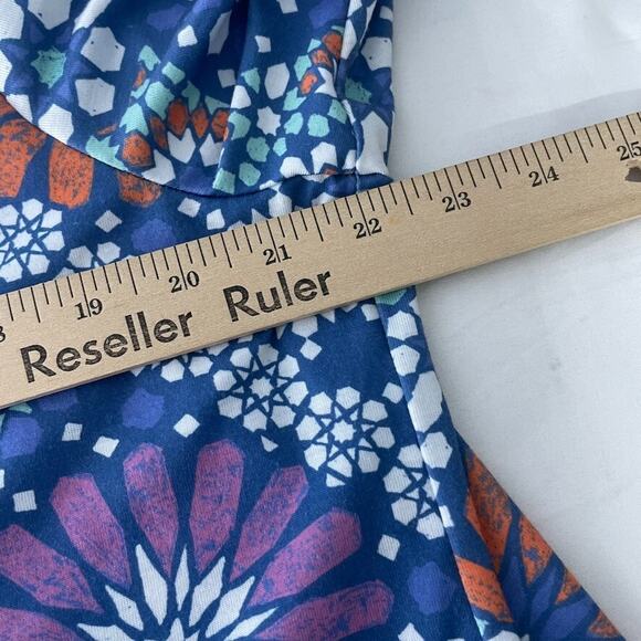 Ruby Rd XL Floral Medallion Dress Blue Stretch Knit Casual Boho Style - Picture 5 of 6